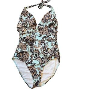 Pursuit One Piece Swimsuit Women S/M Removable Pads Tie Neck Open Back Beach